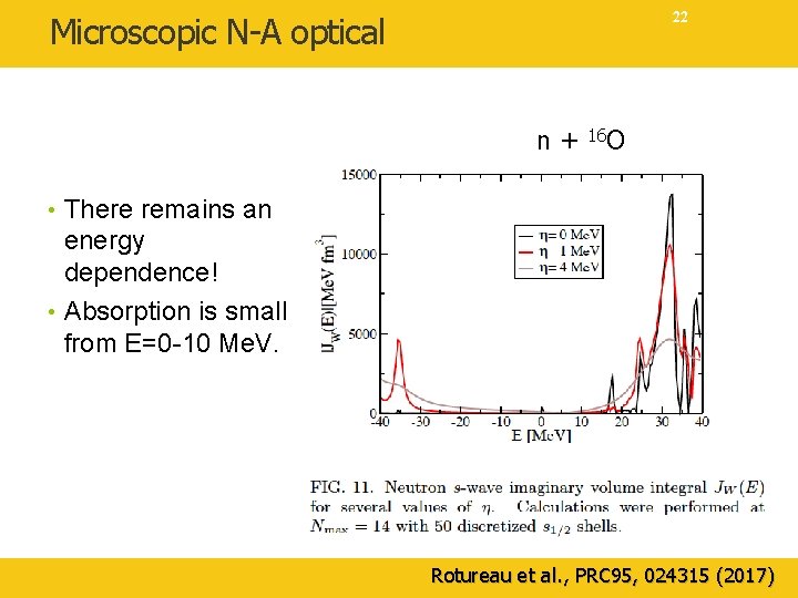 22 Microscopic N-A optical n+ 16 O • There remains an energy dependence! •