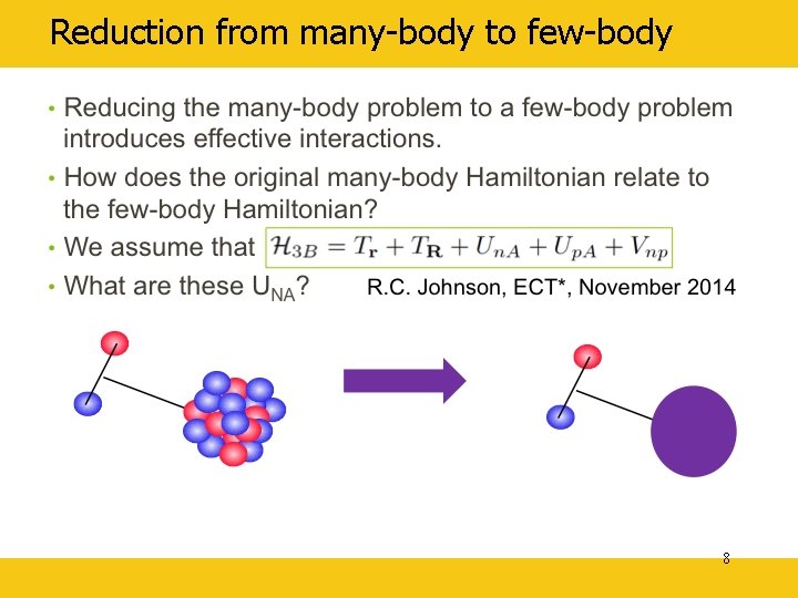 Reduction from many-body to few-body 8 