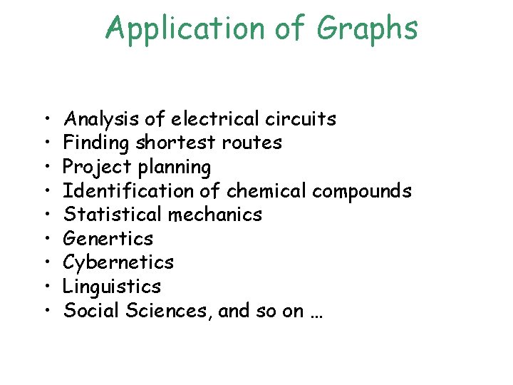 Application of Graphs • • • Analysis of electrical circuits Finding shortest routes Project Application of Graphs • • • Analysis of electrical circuits Finding shortest routes Project