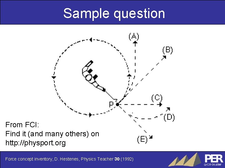 Sample question From FCI: Find it (and many others) on http: //physport. org Force