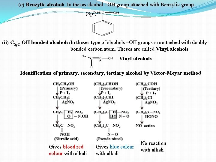 (c) Benzylic alcohol: In theses alcohol –OH group attached with Benzylic group. (Sp 3)