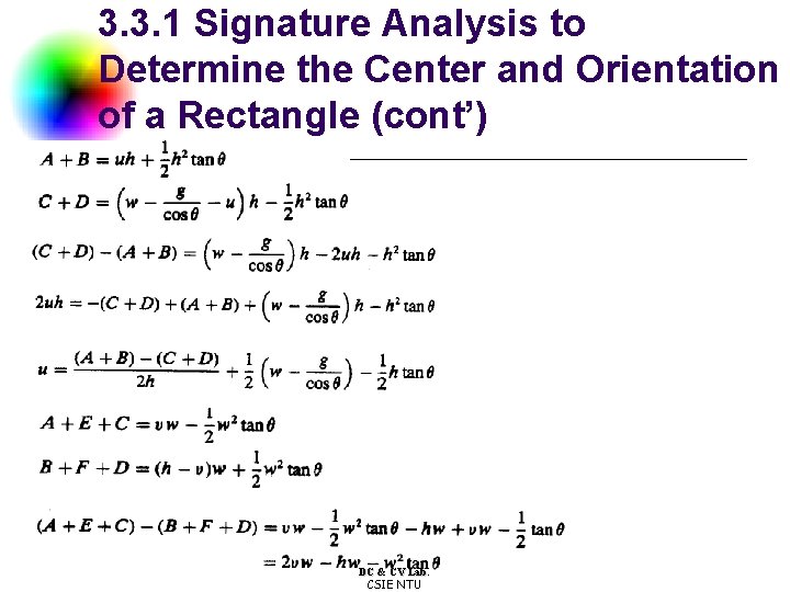 3. 3. 1 Signature Analysis to Determine the Center and Orientation of a Rectangle