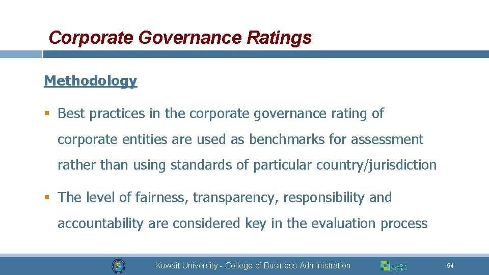 Corporate Governance Ratings Methodology § Best practices in the corporate governance rating of corporate