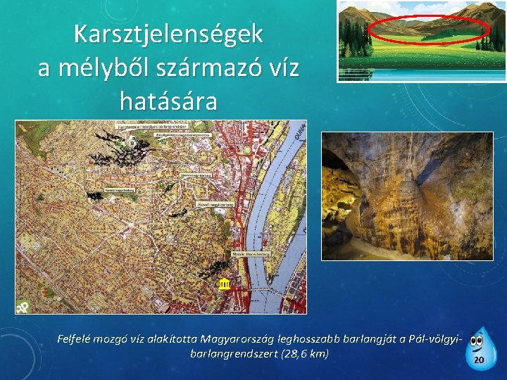 Karsztjelenségek a mélyből származó víz hatására Felfelé mozgó víz alakította Magyarország leghosszabb barlangját a