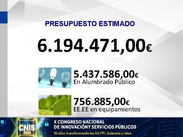 PRESUPUESTO ESTIMADO 6. 194. 471, 00€ 5. 437. 586, 00€ En Alumbrado Público 756.