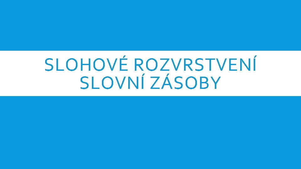 SLOHOVÉ ROZVRSTVENÍ SLOVNÍ ZÁSOBY 