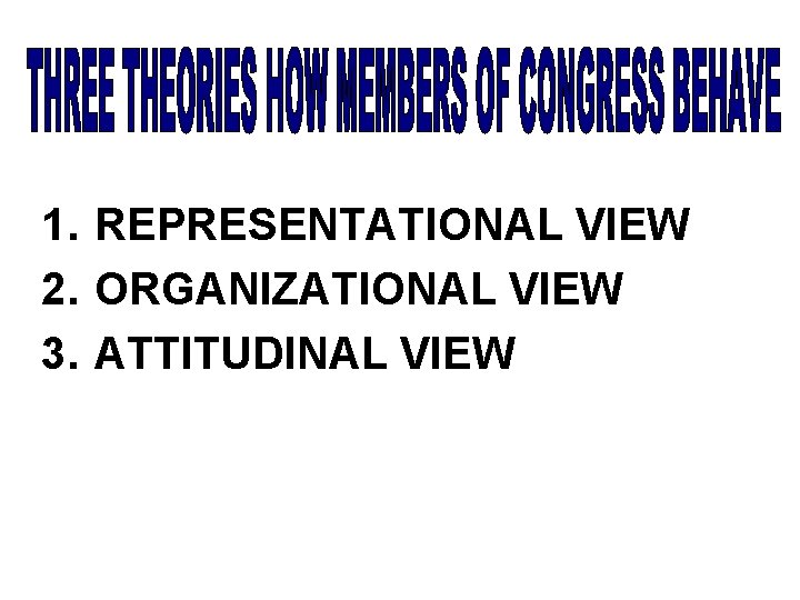 1. REPRESENTATIONAL VIEW 2. ORGANIZATIONAL VIEW 3. ATTITUDINAL VIEW 