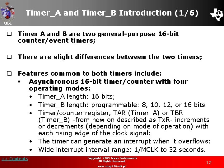 Timer_A and Timer_B Introduction (1/6) UBI q Timer A and B are two general-purpose
