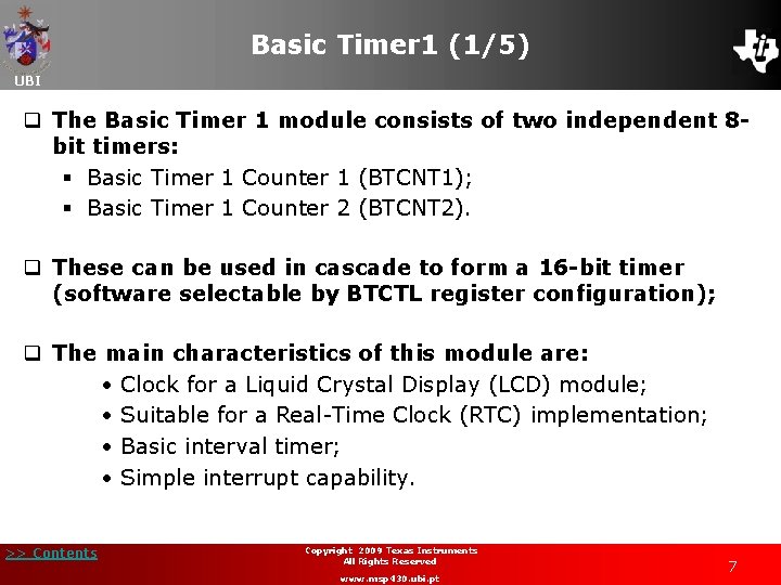 Basic Timer 1 (1/5) UBI q The Basic Timer 1 module consists of two