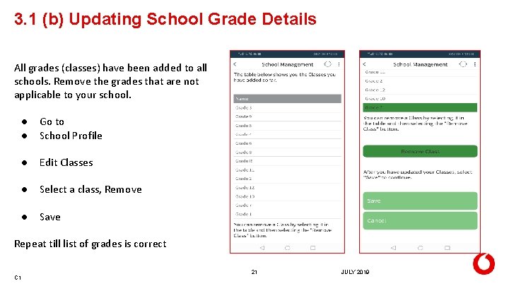 3. 1 (b) Updating School Grade Details All grades (classes) have been added to