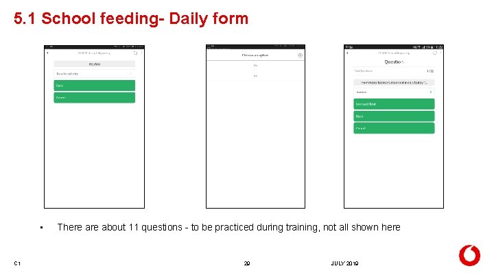 5. 1 School feeding- Daily form • C 1 There about 11 questions -