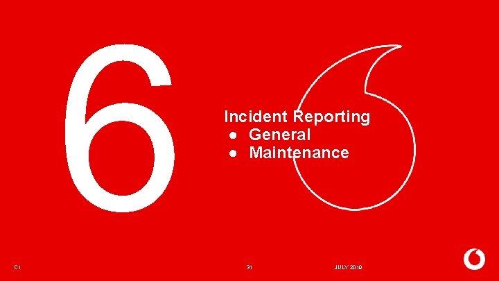 6 C 1 Incident Reporting ● General ● Maintenance 31 JULY 2019 