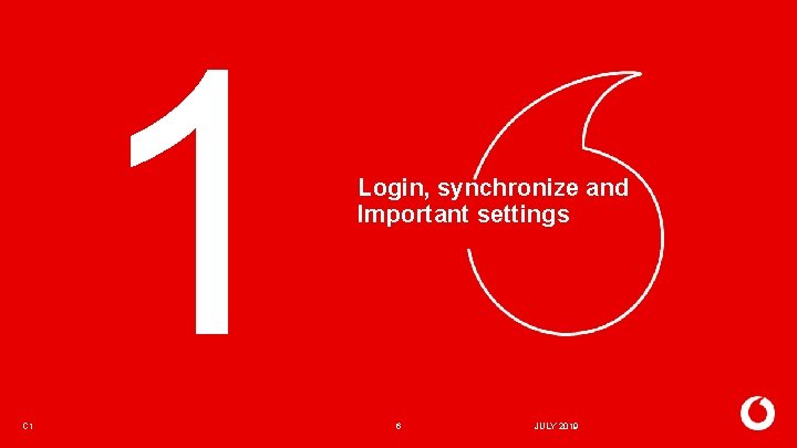 1 C 1 Login, synchronize and Important settings 6 JULY 2019 