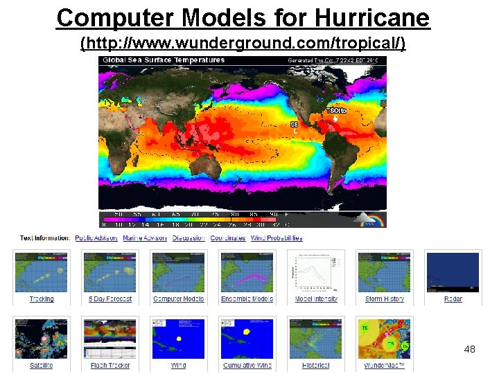 Computer Models for Hurricane (http: //www. wunderground. com/tropical/) 48 Computer Models for Hurricane (http: //www. wunderground. com/tropical/) 48