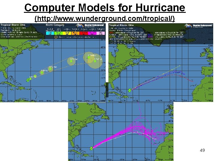 Computer Models for Hurricane (http: //www. wunderground. com/tropical/) 49 Computer Models for Hurricane (http: //www. wunderground. com/tropical/) 49