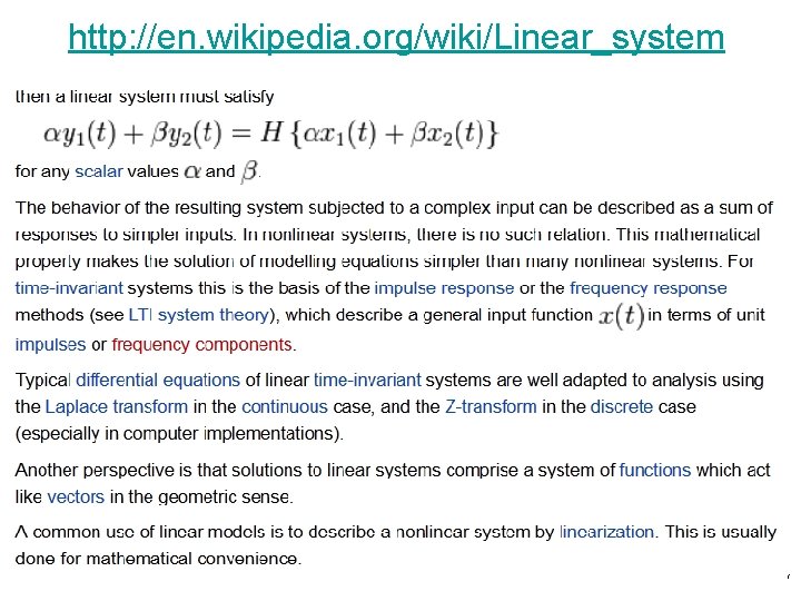 http: //en. wikipedia. org/wiki/Linear_system 7 http: //en. wikipedia. org/wiki/Linear_system 7