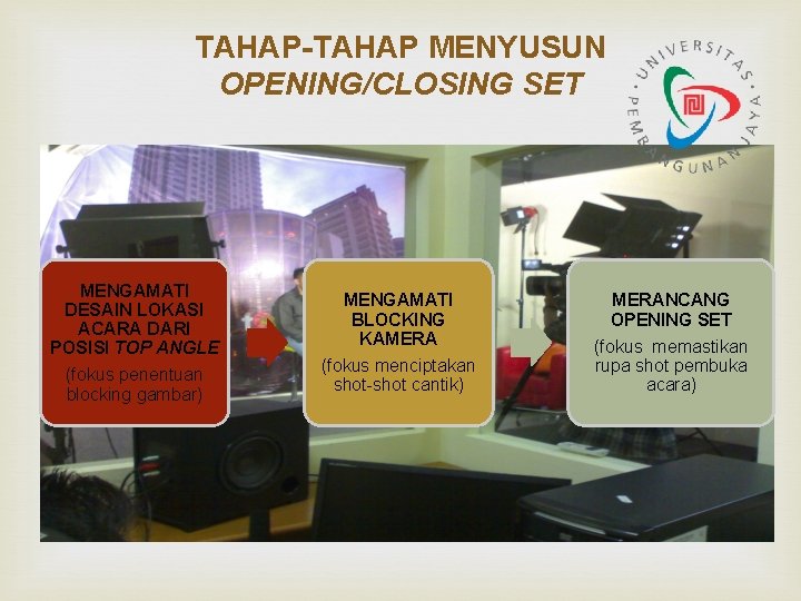 TAHAP-TAHAP MENYUSUN OPENING/CLOSING SET MENGAMATI DESAIN LOKASI ACARA DARI POSISI TOP ANGLE (fokus penentuan TAHAP-TAHAP MENYUSUN OPENING/CLOSING SET MENGAMATI DESAIN LOKASI ACARA DARI POSISI TOP ANGLE (fokus penentuan
