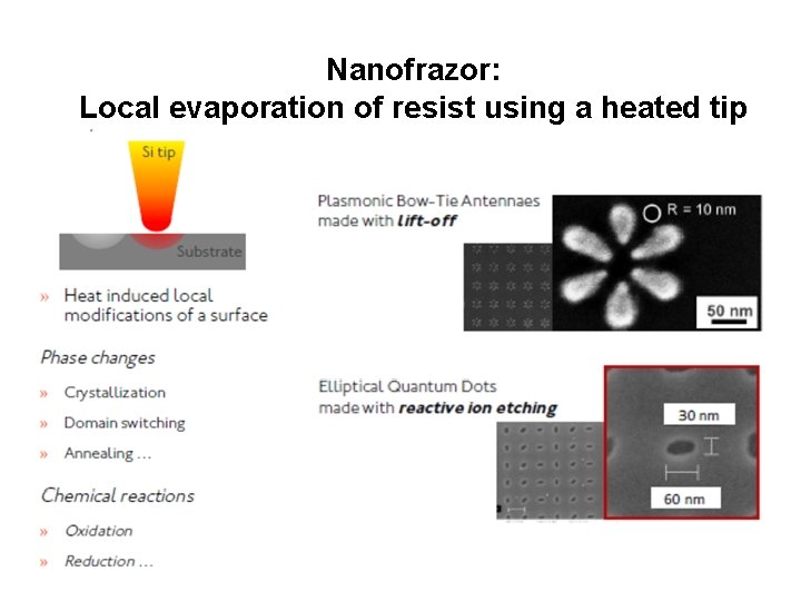 Nanofrazor: Local evaporation of resist using a heated tip 