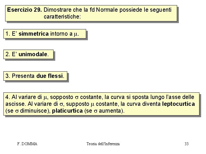 Esercizio 29. Dimostrare che la fd Normale possiede le seguenti caratteristiche: 1. E’ simmetrica