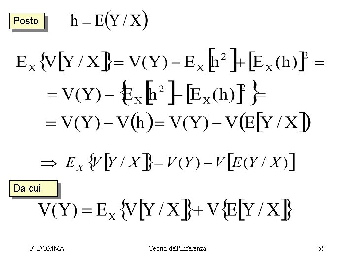 Posto Da cui F. DOMMA Teoria dell'Inferenza 55 