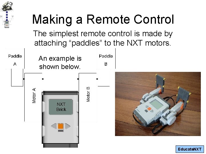 Making a Remote Control The simplest remote control is made by attaching “paddles” to