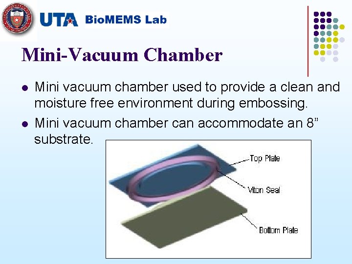 Mini-Vacuum Chamber l l Mini vacuum chamber used to provide a clean and moisture