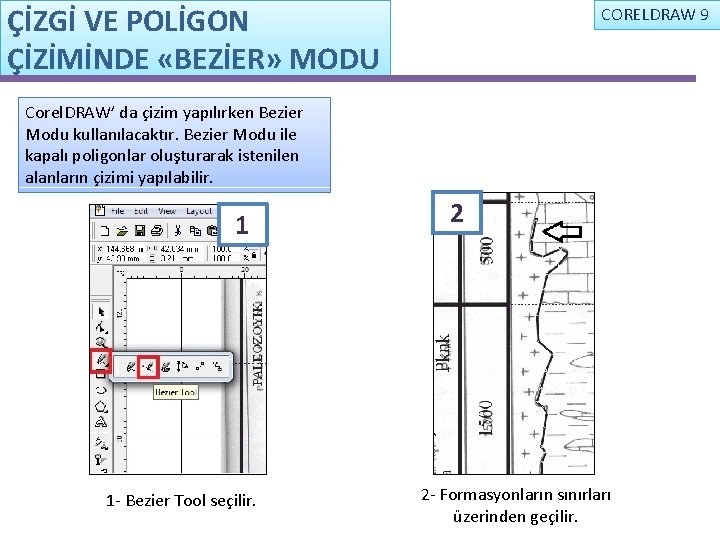 ÇİZGİ VE POLİGON ÇİZİMİNDE «BEZİER» MODU CORELDRAW 9 Corel. DRAW’ da çizim yapılırken Bezier