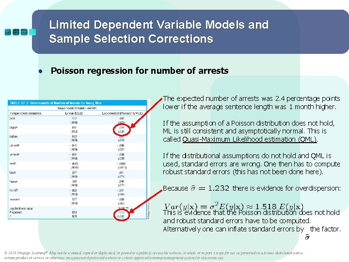 Limited Dependent Variable Models and Sample Selection Corrections ● Poisson regression for number of