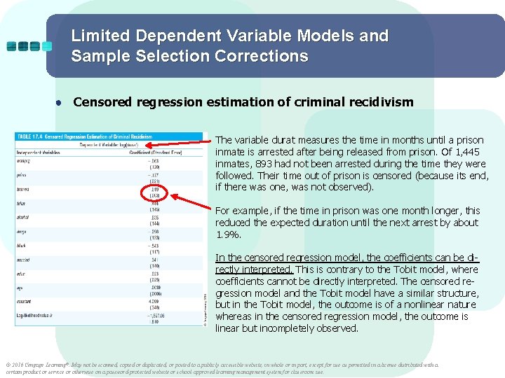Limited Dependent Variable Models and Sample Selection Corrections ● Censored regression estimation of criminal