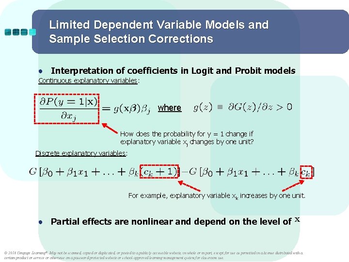 Limited Dependent Variable Models and Sample Selection Corrections ● Interpretation of coefficients in Logit