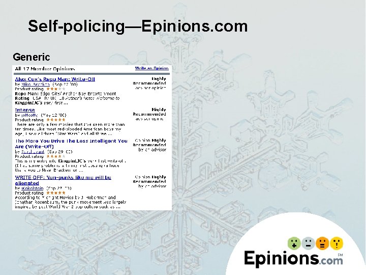 Self-policing—Epinions. com Generic 