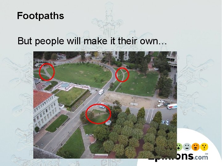 Footpaths But people will make it their own… 