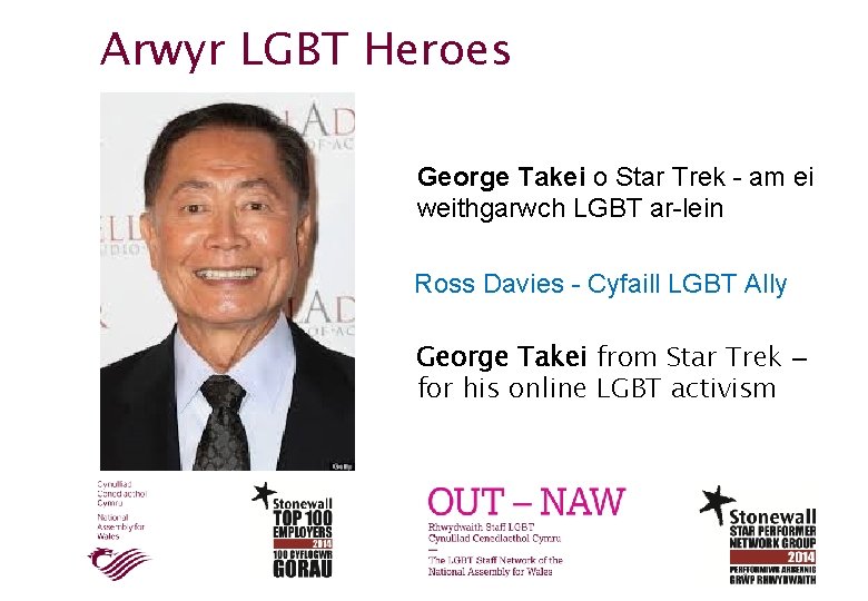 Arwyr LGBT Heroes George Takei o Star Trek - am ei weithgarwch LGBT ar-lein