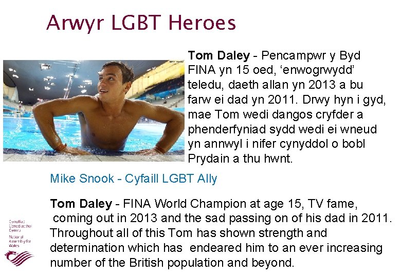 Arwyr LGBT Heroes Tom Daley - Pencampwr y Byd FINA yn 15 oed, ‘enwogrwydd’