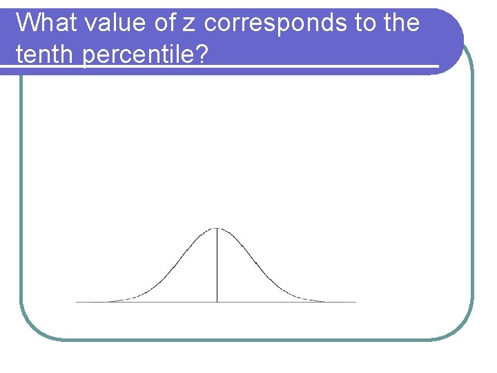 What value of z corresponds to the tenth percentile? 