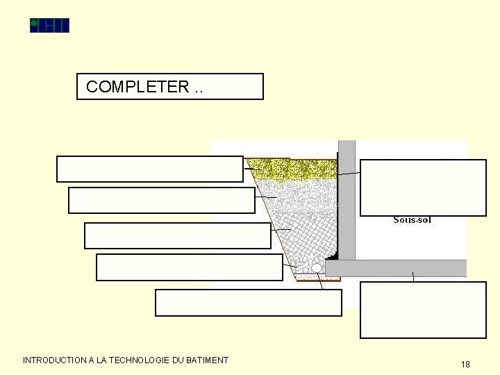 COMPLETER. . INTRODUCTION A LA TECHNOLOGIE DU BATIMENT 18 