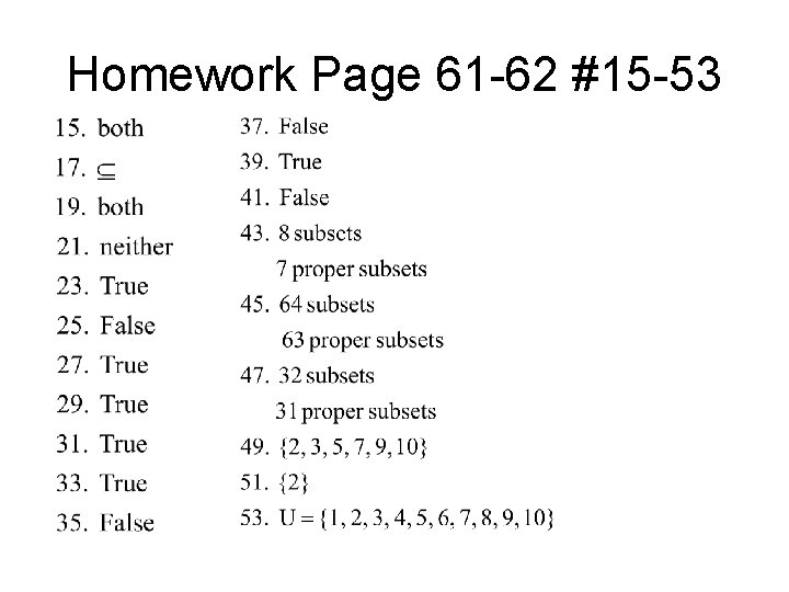 Homework Page 61 -62 #15 -53 Homework Page 61 -62 #15 -53