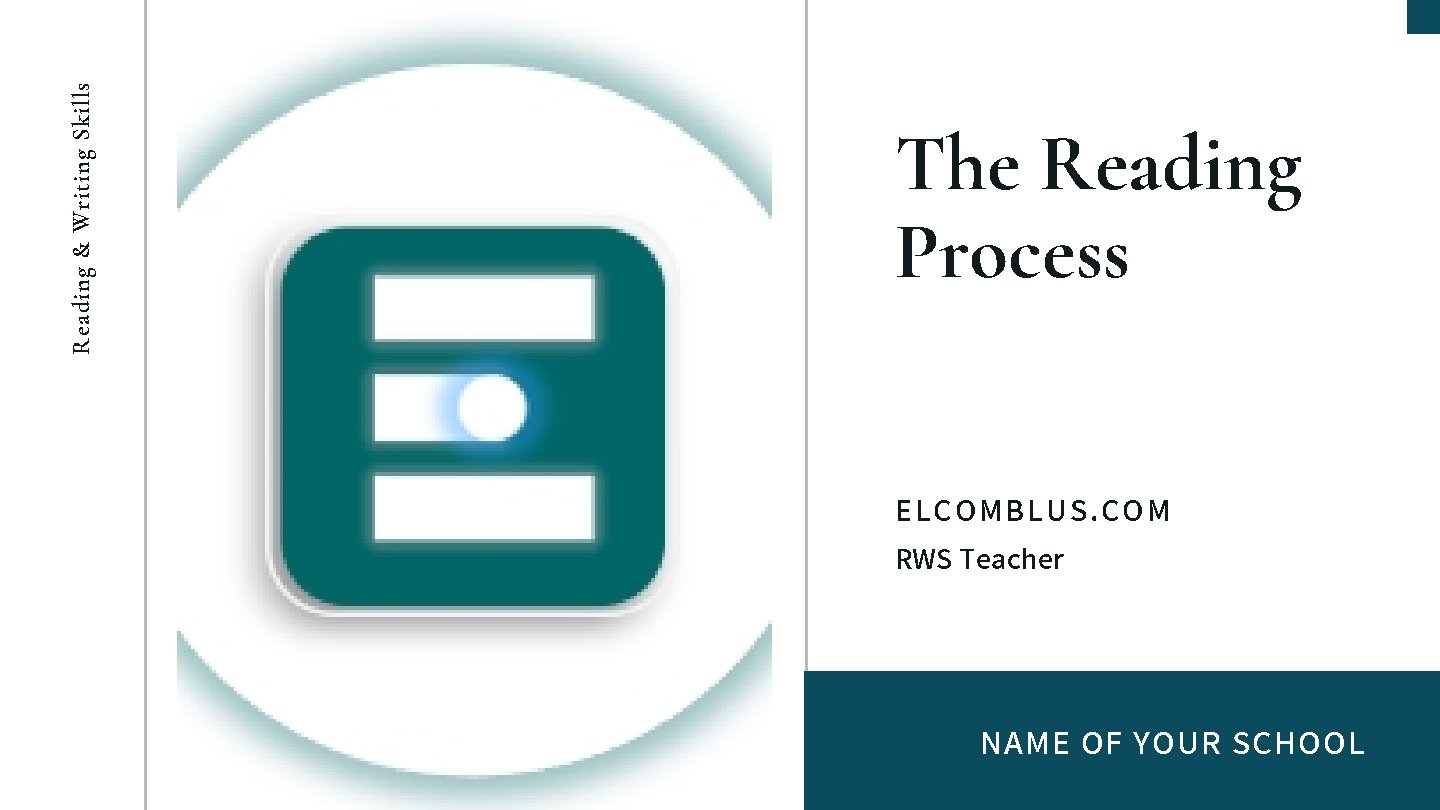 Reading & Writing Skills The Reading Process ELCOMBLUS. COM RWS Teacher NAME OF YOUR