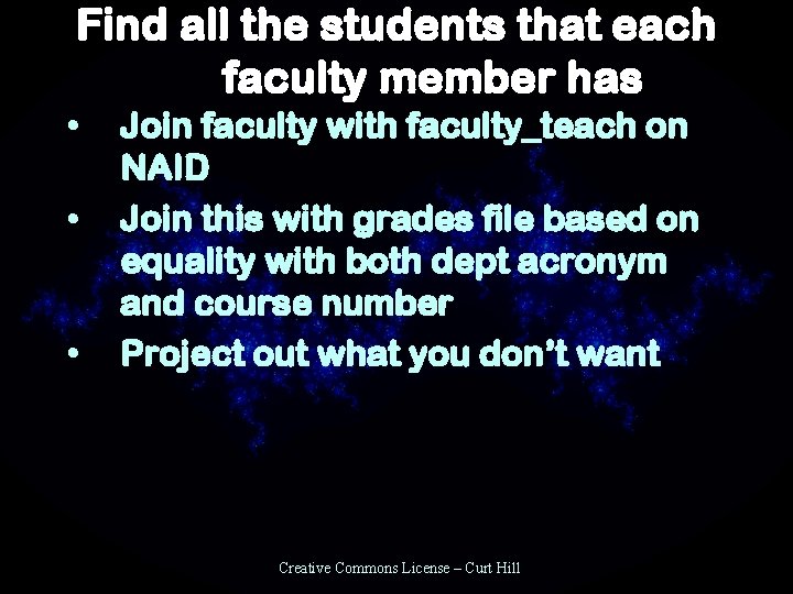 Find all the students that each faculty member has • • • Join faculty