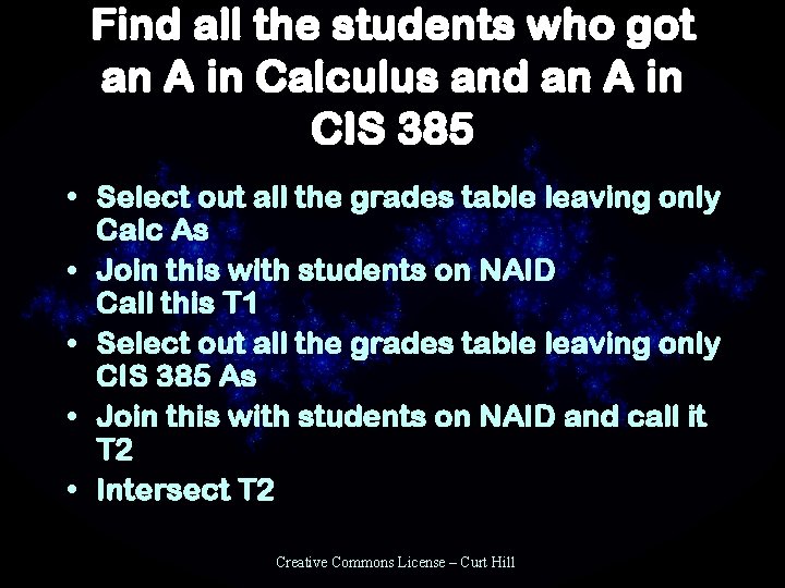 Find all the students who got an A in Calculus and an A in