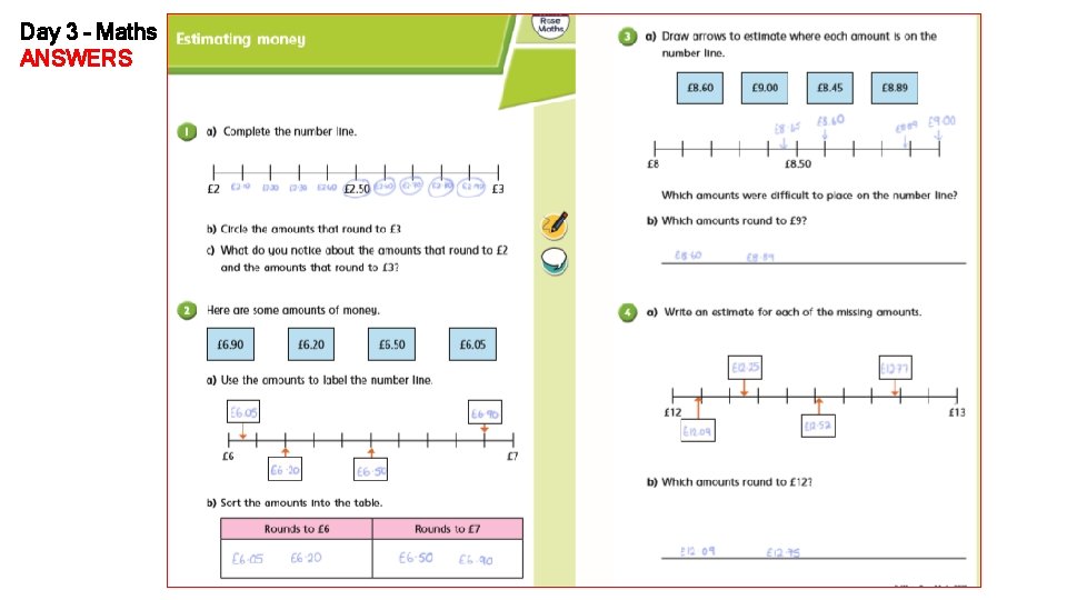 Day 3 – Maths ANSWERS 