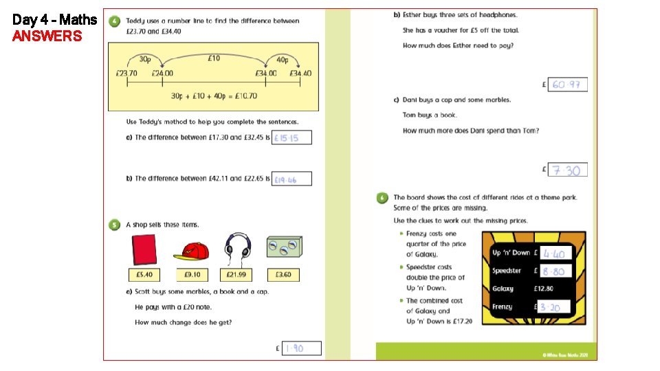 Day 4 – Maths ANSWERS 