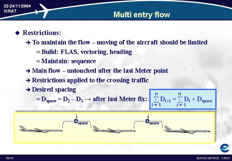 22 -24/11/2004 ICRAT u Multi entry flow Restrictions: è To maintain the flow –