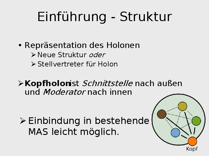 Einführung - Struktur • Repräsentation des Holonen Ø Neue Struktur oder Ø Stellvertreter für