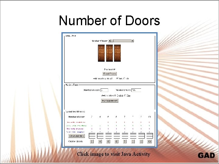 Number of Doors Click image to visit Java Activity 