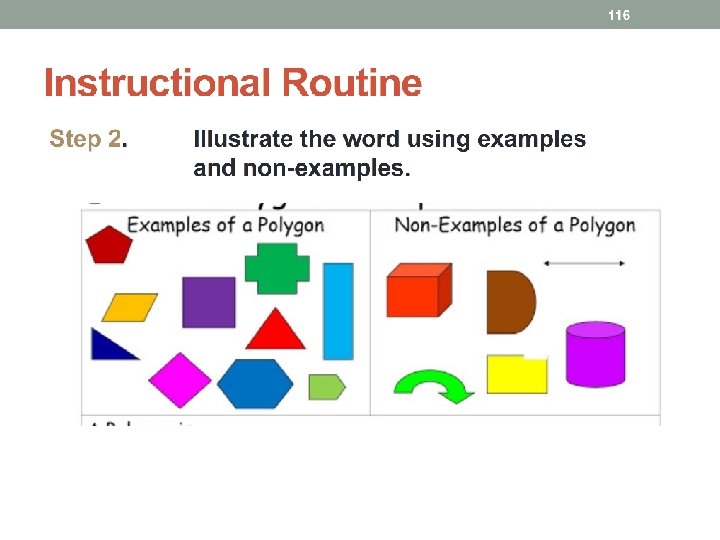 Instructional Routine Step 2. Illustrate the word using examples and non-examples. 34 