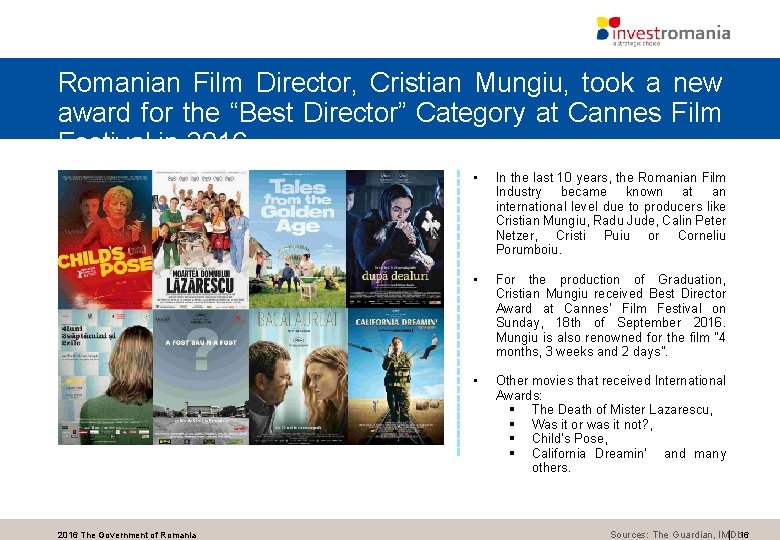 Romanian Film Director, Cristian Mungiu, took a new award for the “Best Director” Category Romanian Film Director, Cristian Mungiu, took a new award for the “Best Director” Category