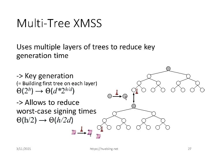 Multi-Tree XMSS • 3/11/2021 https: //huelsing. net 27 