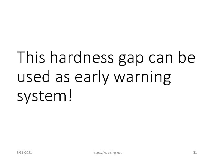 This hardness gap can be used as early warning system! 3/11/2021 https: //huelsing. net
