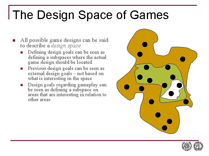 The Design Space of Games n All possible game designs can be said to